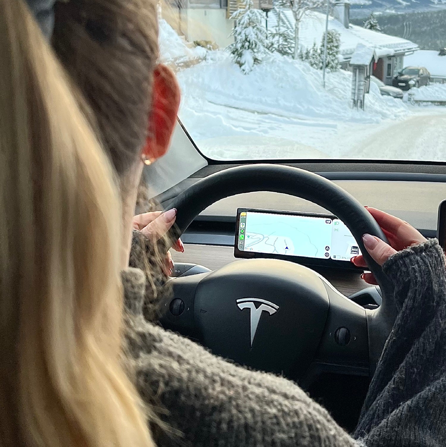 Tilleggsskjerm pluss for Tesla modell Y og modell 3 (Montering på rattstamme)